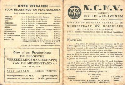 Lidmaatschap N.C.M.V. Roeselare -Izegem, 1957