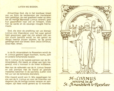 De litanie van de H.Livinus, bisschop en martelaar, Roeselare
