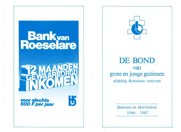 Informatiebrochure van De Bond, Roeselare, 1986