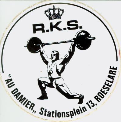Sticker van club voor gewichtheffen R.K.S., Roeselare