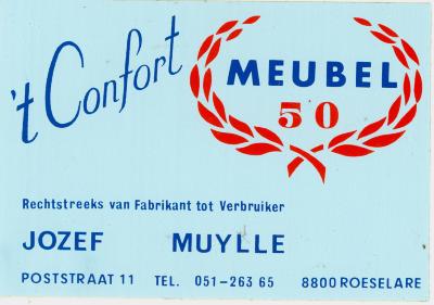 Sticker meubelfabrikant 't Confort, Roeselare