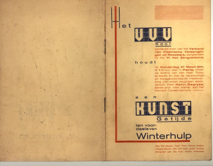 Uitnodiging tot muziekuitvoering, Roeselare,  1941