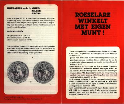 Roularius - ruilpenningen, Roeselare, 1982