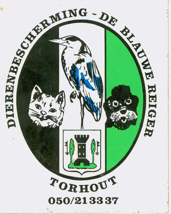 Stickers Dierenbescherming De Blauwe Reiger, Torhout.