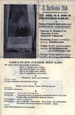 Flyer voor de 25 verjaring van de toewijding van het H. Hart Roeselare, 1950