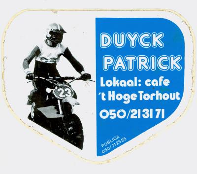 Sticker Duyck Patrick, lokaal: cafe 't Hoge, Torhout.