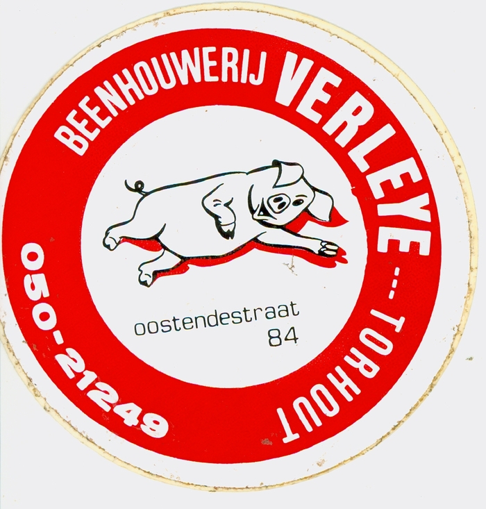 Sticker Beenhouwerij Verleye, Torhout.