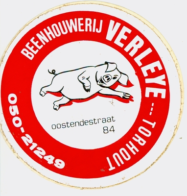 Sticker Beenhouwerij Verleye, Torhout.