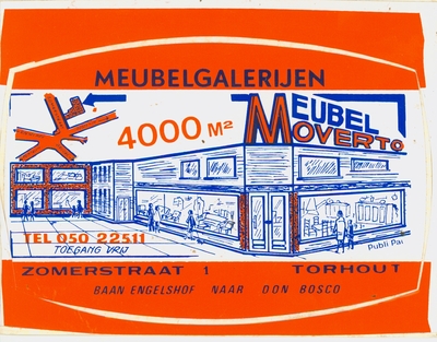 Sticker Meubelgalerijen, Meubel Moverto, Torhout.