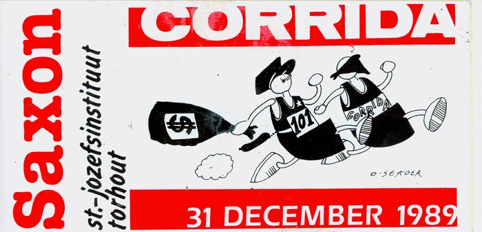 Sticker corrida, 31 december 1989, St.-Jozefsinstituut, Torhout. 