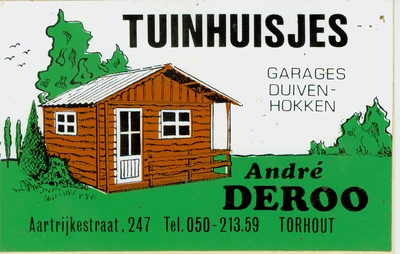 Sticker Tuinhuisjes André Deroo, Torhout.