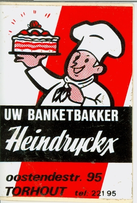 Sticker Uw banketbakker Heindryckx, Torhout. 