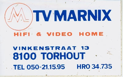 Sticker TV Marnix Hifi & Video Home, Torhout.