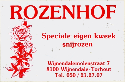 Sticker Rozenhof, Wijnendale-Torhout. 