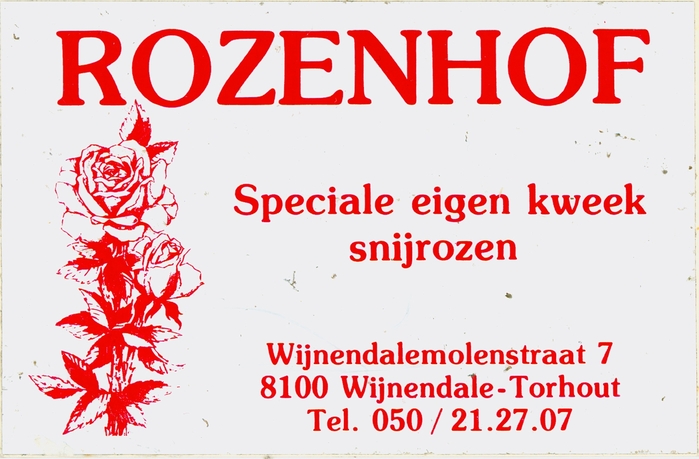 Sticker Rozenhof, Wijnendale-Torhout. 