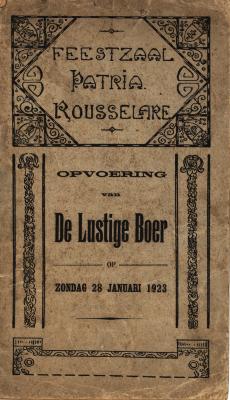 Programmabrochure Zangspel De Lustige Boer, Roeselare, 1923