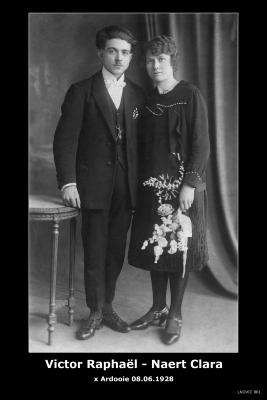 Huwelijksfoto Raphaël Victor en Clara Naert, Ardooie, 1928