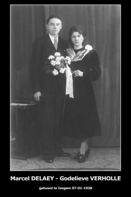 Huwelijksfoto Marcel Delaey - Godelieve Verholle , Izegem, 1938
