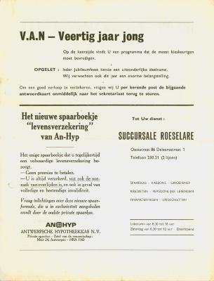 V.A.N.-veertig jaar jong programma jubileumfeest, Roeselare.