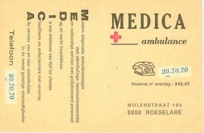 Kaartje Medica ambulance, Roeselare. 
