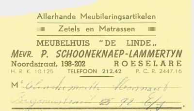 Kasticket Meubelhuis 'De Linde', Roeselare voor Clinckemaille-Hoornaert. 