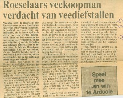 Krantenartikels De Weekbode, De Roeselaarse Bode,3 juni 1983, Roeselare.