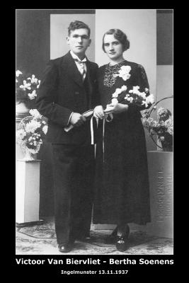 Huwelijksfoto  Van Biervliet Victoor en Soenens Bertha, Ingelmunster.