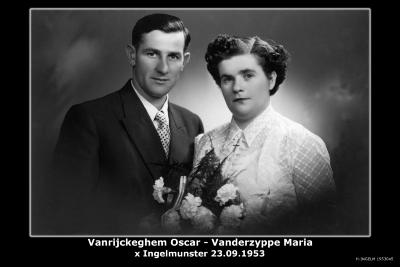 Huwelijksfoto Vanrijckeghem Oscar en Vanderzyppe Maria, Ingelmunster.