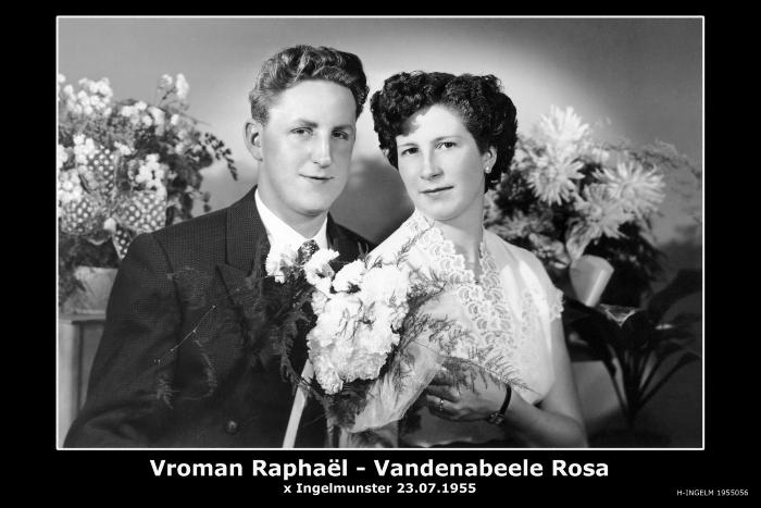 Huwelijksfoto Vroman Raphaël en Vandenabeele Rosa, Ingelmunster.