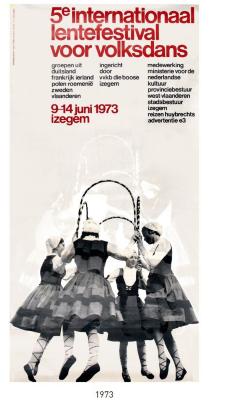 Affiche 5e Internationaal lentefestival voor volksdans, 1973, Izegem. 