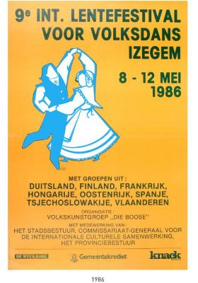 Affiche 9e internationaal lentefestival voor volksdans, 1986, Izegem.