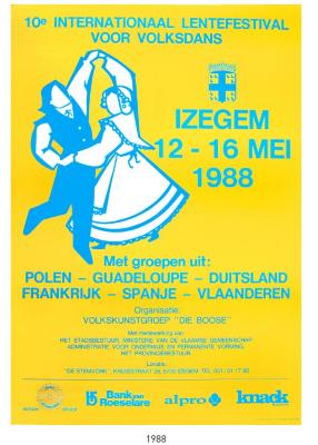 Affiche 10e internationaal lentefeest voor volksdans, 1988, Izegem.
