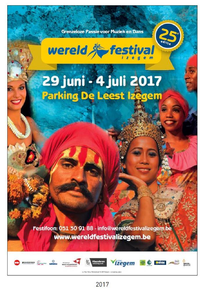 Affiche 25ste editie wereldfestival, 2017, Izegem. 