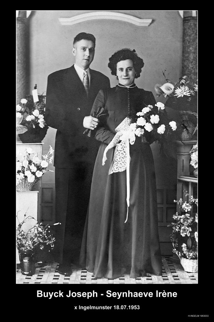 Huwelijksfoto Buck Joseph en Seynhaeve Irène, Ingelmunster.
