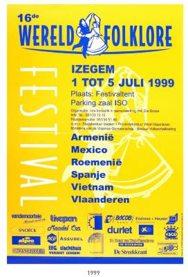 Affiche 16e Wereldfolklore festival, 1999, Izegem.