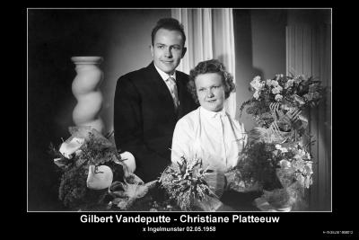 Huwelijksfoto Vandeputte Gilbert en Platteeuw Christiane, Ingelmunster.