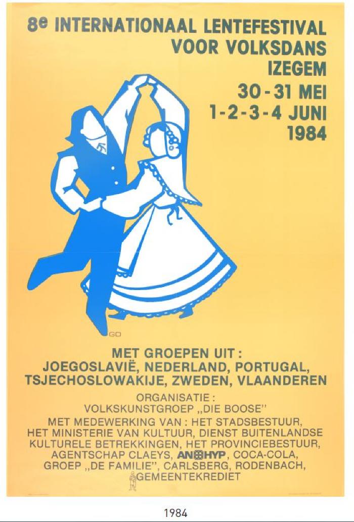 Affiche 8e internationaal lentefeest voor volksdans, 1984, Izegem.