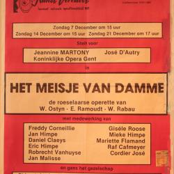 Affiche van de Operetteopvoering "Het meisje van Damme" door het  toneel- en operettegezelschap "Kunst Veredelt", Roeselare, 1980"