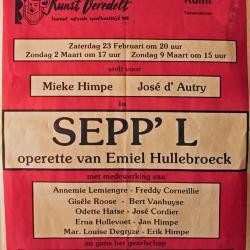 Affiche van de Operetteopvoering "Sepp'l" door het  toneel- en operettegezelschap "Kunst veredelt", Roeselare, 1980