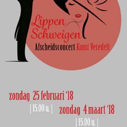 Affiche van de Toneel- en Operetteopvoering "Lippen schweigen" door het  Roeselaars Lyrisch Gezelschap "Kunst Veredelt", Roeselare, 2018