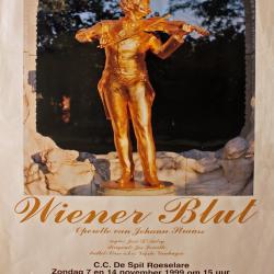 Affiche van de Toneel- en Operetteopvoering "Wiener Blut" door het  Roeselaars Lyrisch Gezelschap "Kunst Veredelt", Roeselare, 1999