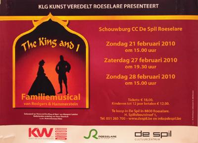 Affiche van de Toneel- en Operetteopvoering "The King and I" door het  Roeselaars Lyrisch Gezelschap "Kunst Veredelt", Roeselare, 2010