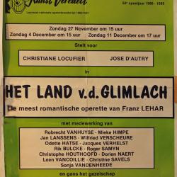 Affiche van de Toneel- en Operetteopvoering "Het Land van de Glimlach" door het  Roeselaars Lyrisch Gezelschap "Kunst Veredelt", Roeselare, 1988