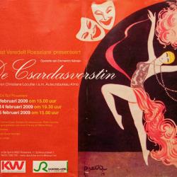Affiche van de Toneel- en Operetteopvoering "De Csardasvorstin" door het  Roeselaars Lyrisch Gezelschap "Kunst Veredelt", Roeselare, 2009