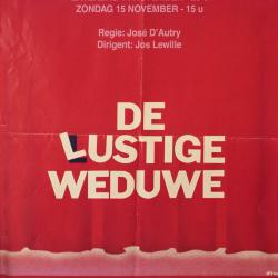 Affiche van de Toneel- en Operetteopvoering "De Lustige Weduwe" door het  Roeselaars Lyrisch Gezelschap "Kunst Veredelt", Roeselare, 1998