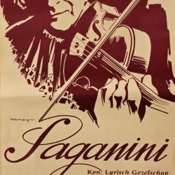 Affiche van de Toneel- en Operetteopvoering "Paganini" door het  Roeselaars Lyrisch Gezelschap "Kunst Veredelt", Roeselare, 1995