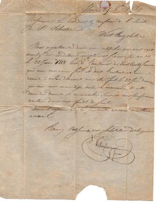 Brief naar Westrozebeke, 1869