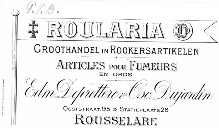 Reclamekaart Roularia rokersartikelen, twintigste eeuw