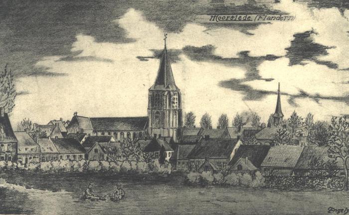 Moorslede met Sint-Martinuskerk, 1915