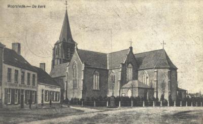 Sint-Martinuskerk en café, Moorslede, 1914-1918